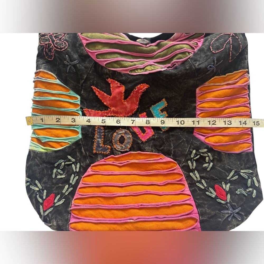 Flying High Footpath Trading Co Multicolor BOHO Hippie Cotton Crossbody Bag - Picture 9 of 13